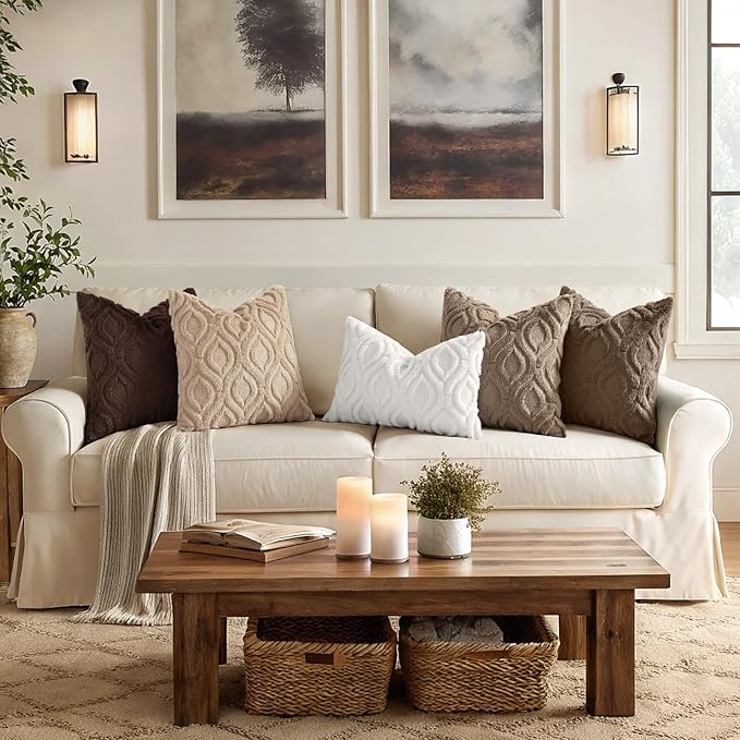 decorUhome Throw Pillow Covers 22x22 Inch Set of 2, Soft Plush Faux Wool Light - Image 3