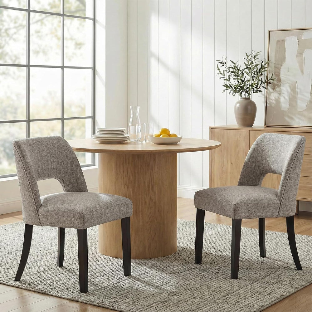 keoni Wooden Dining Chairs Set of 2, Mid Century Modern Upholstered Dining Ro...