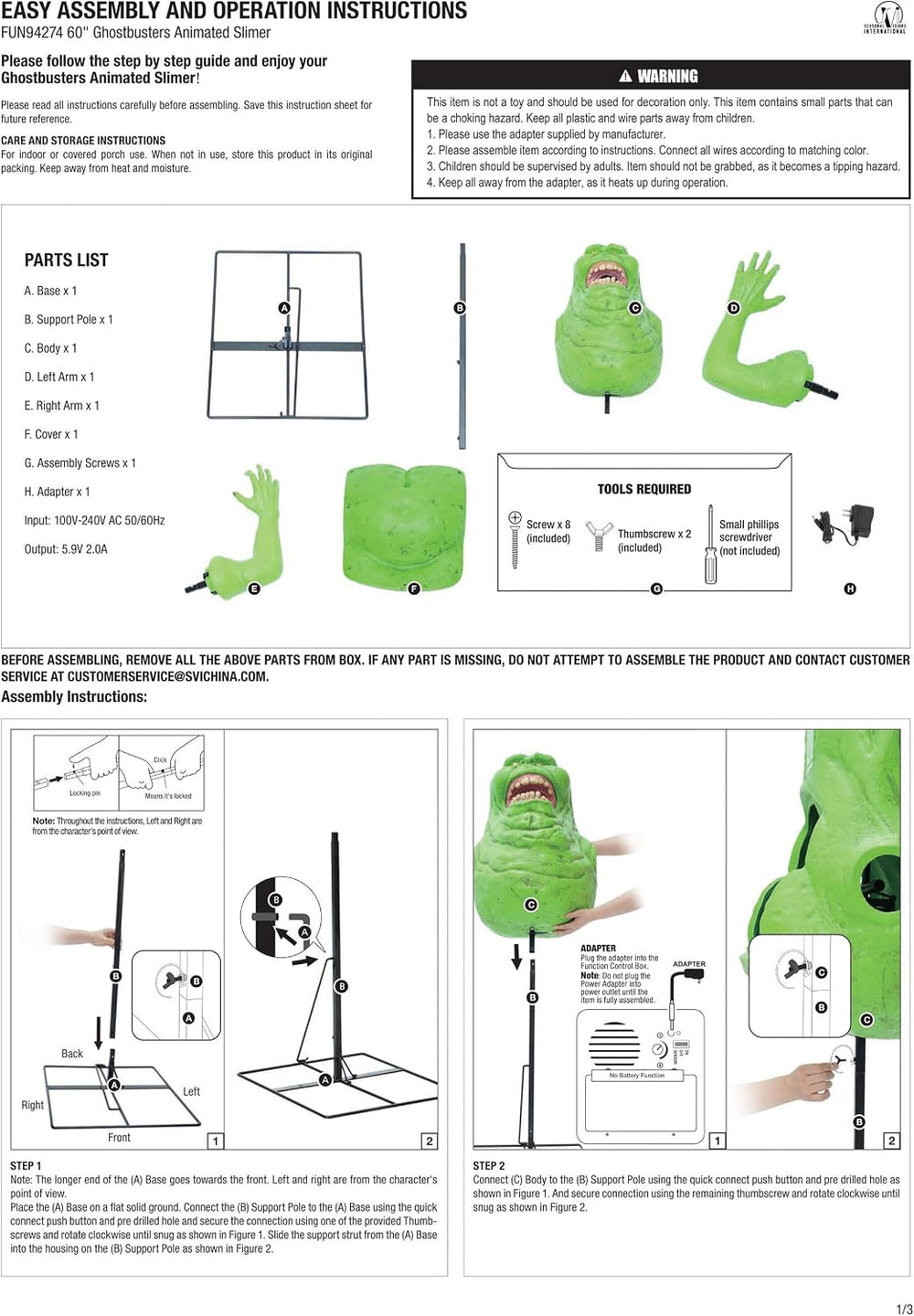 Ghostbusters Slimer 5FT Animatronic Halloween Decor