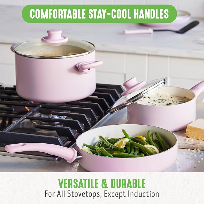 GreenLife Soft Grip Healthy Ceramic Nonstick 18 Piece Kitchen Cookware Pots and - Image 6