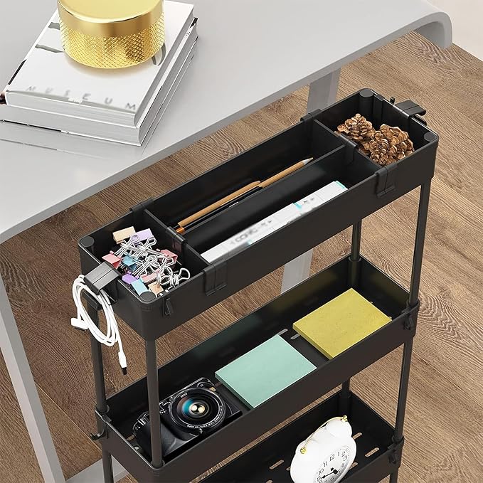 SPACELEAD 2-piece Set Slim Storage Cart 3 Tier, Bathroom Organizer Rolling - Image 7