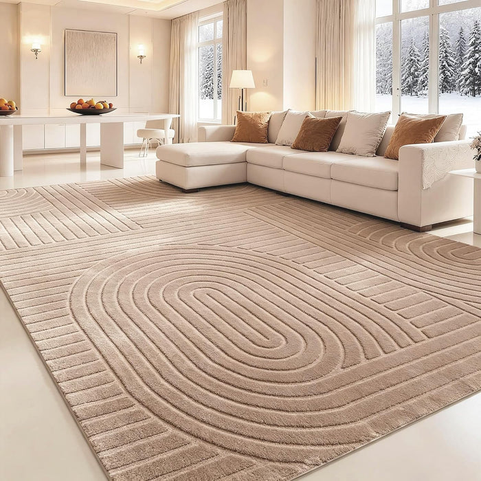 Brown Solid Area Rug 8x10, Washable Non Slip Rugs for Living Room