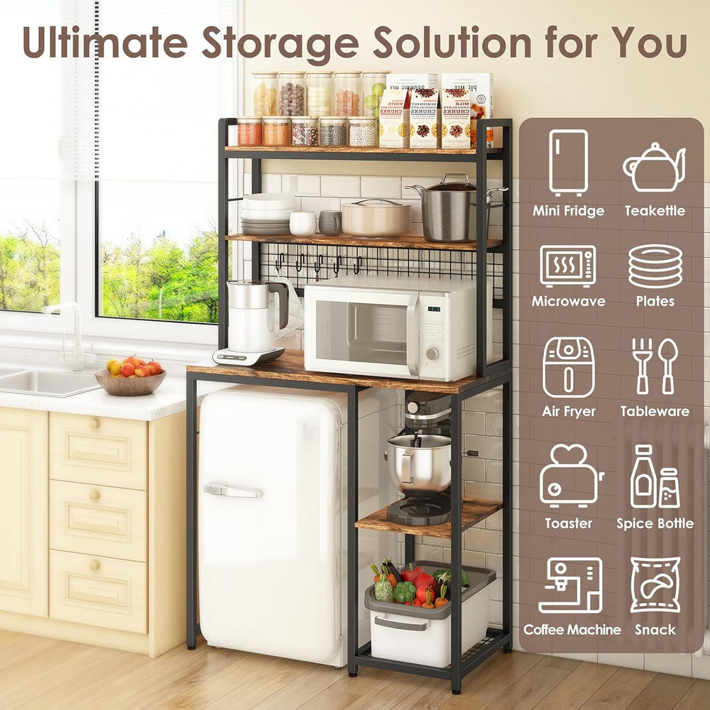 Multi-Functional Mini Fridge Stand, Mini Fridge and Microwave Storage Shelves...