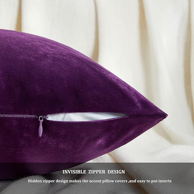 GIGIZAZA Purple Decorative Velvet Decorative 20x20 Throw Pillow Covers - Image 5