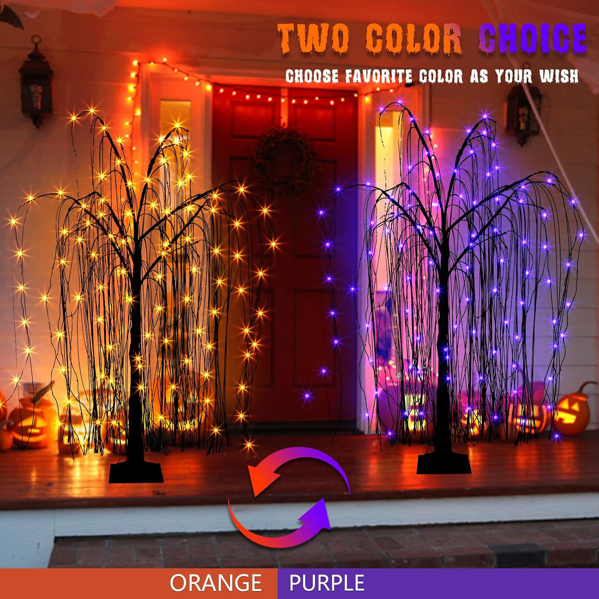 EAMBRITE Halloween Tree 4 FT Lighted Black Spooky Willow Tree Outdoor