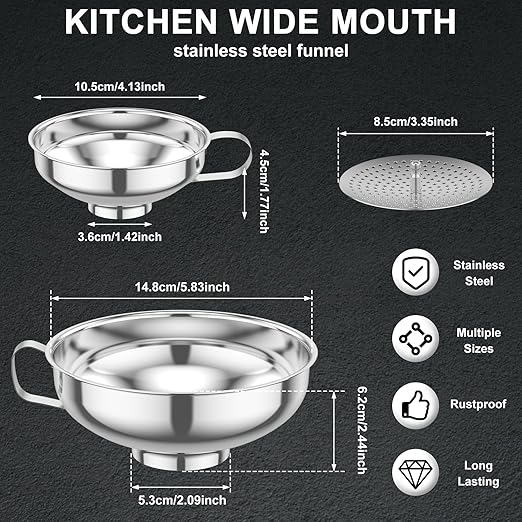 12 Piece Stainless Steel Canning Funnel Set - Image 2
