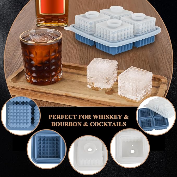 2 Pack Whiskey Ice Cubes Mold, Silicone Ice Cube Trays - Image 4