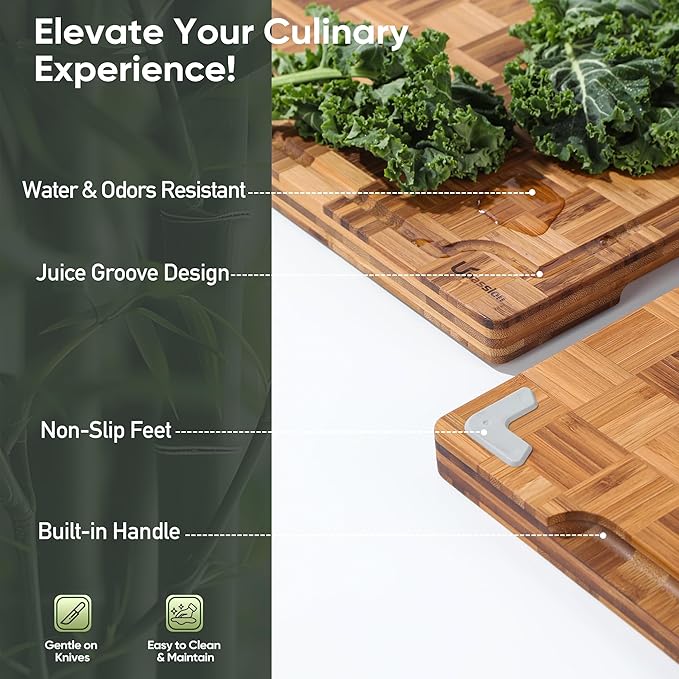 XXXLarge Bamboo Cutting Boards Charcuterie Board Best Non Toxic Large Butcher - Image 4