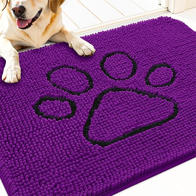OLANLY Dog Door Mat for Muddy Paws 30x20, Paw Print Design, Absorbs Moisture by OLANLY