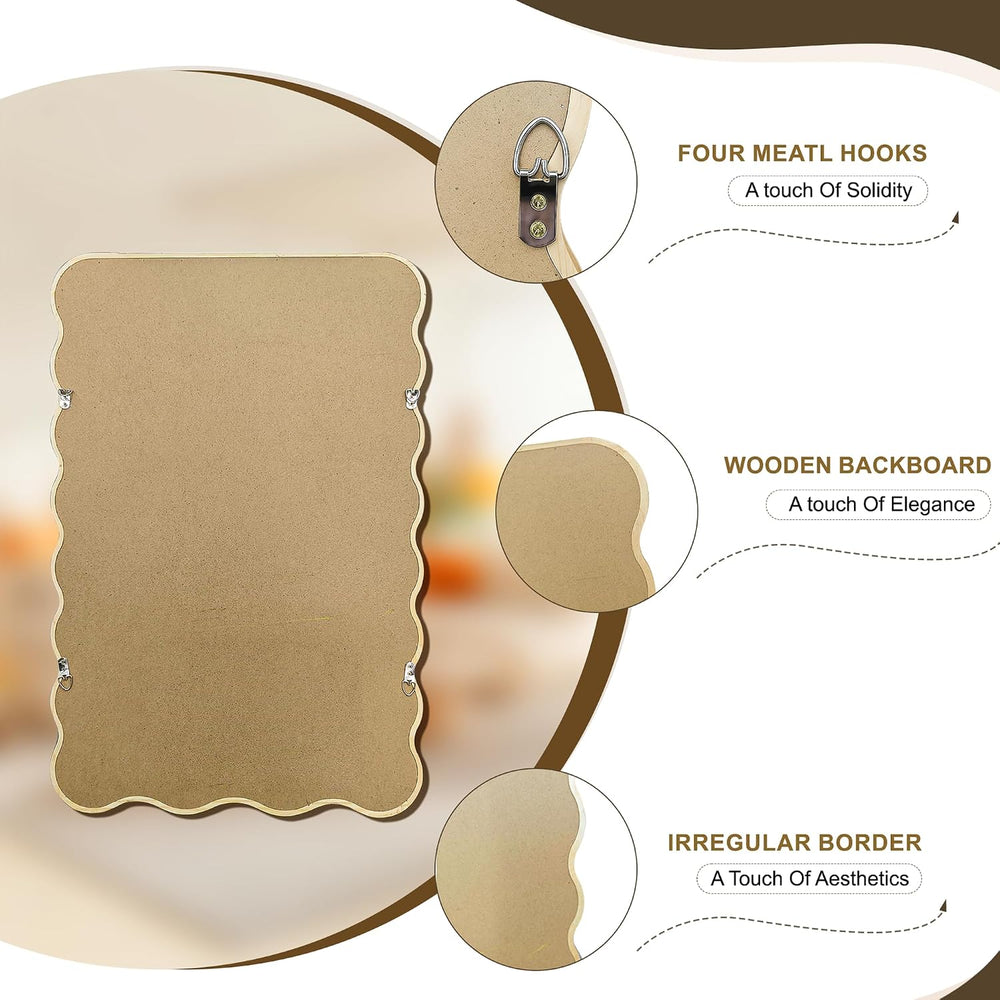 Wavy Mirror for Wall, 30"x20" Bathroom Vanity Mirror