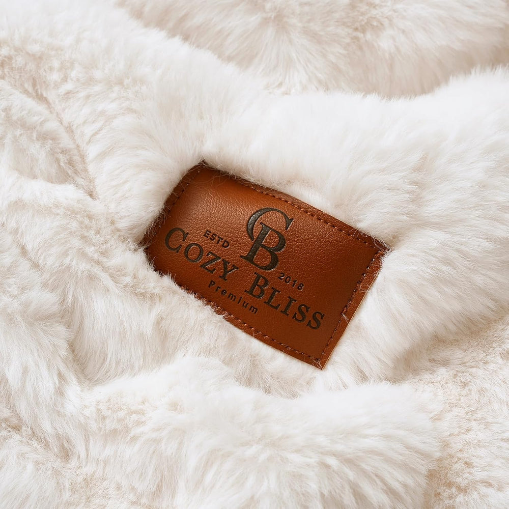 Cozy Bliss Double-Sided Soft Faux Fur Throw Blanket,50"x60", Cream ...