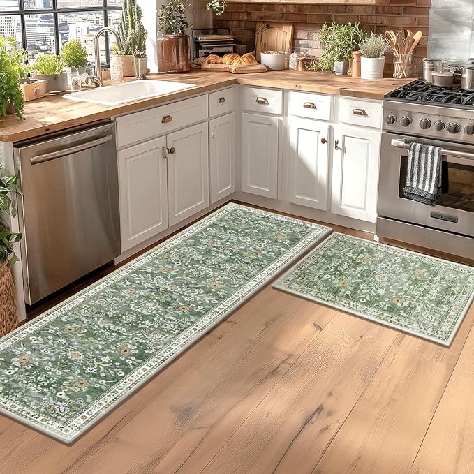 Yamaziot Washable Runner Rug 2x8 – Non Slip Boho Floral Hallway Runner Rug - Image 3