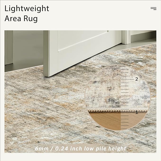 Abstract Rug 8x10 Large Living Room Rugs Neutral Modern Washable Area Rugs - Image 7