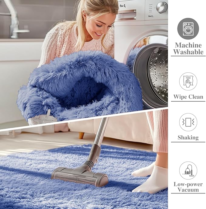 OLANLY 3x5 Machine Washable Small Bedside Rug, Soft Fluffy Shaggy Rugs - Image 2