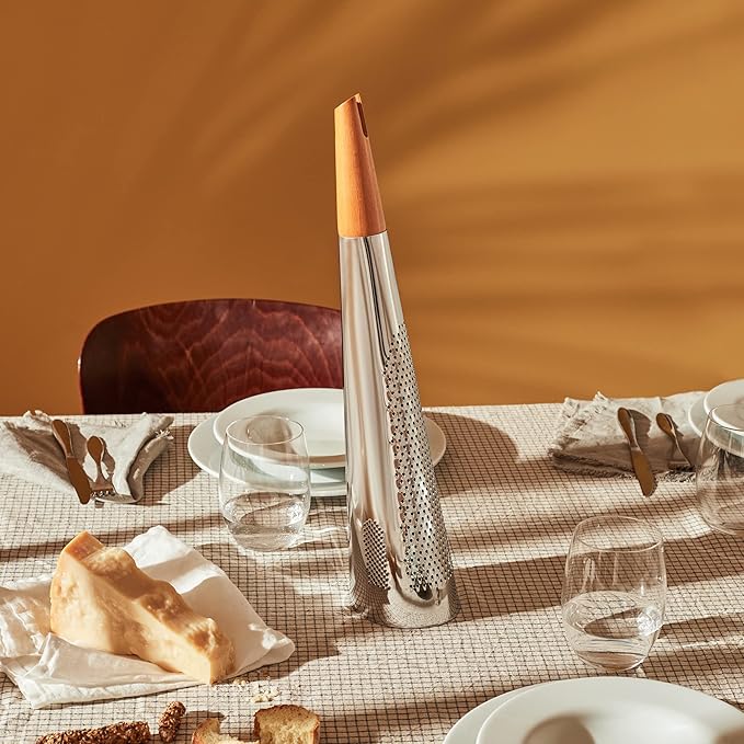 Alessi "Todo" Giant Cheese And Nutmeg Grater in Steel And Wood - Image 6