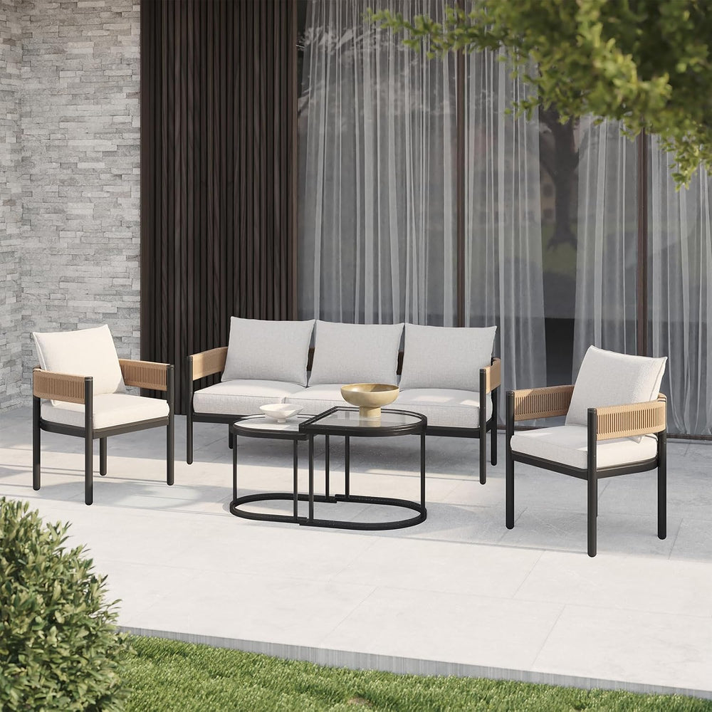 Gand Patio Outdoor Patio Furniture, 3-Seat Sofa, Natural