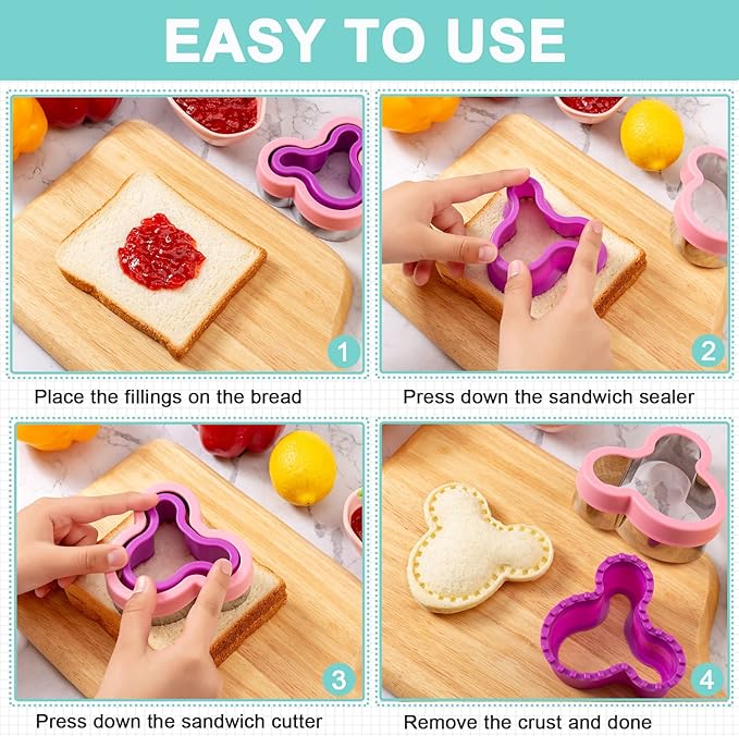 Sandwich Cutter for Kids Lunch 22 Pcs, Nifogo Sandwich Maker, Cookie Cutters - Image 5