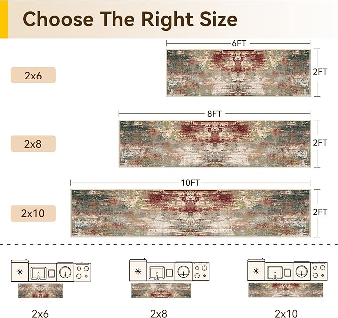 Washable Area Rugs 2'x6' Non-Slip Modern Abstract Soft - Image 2
