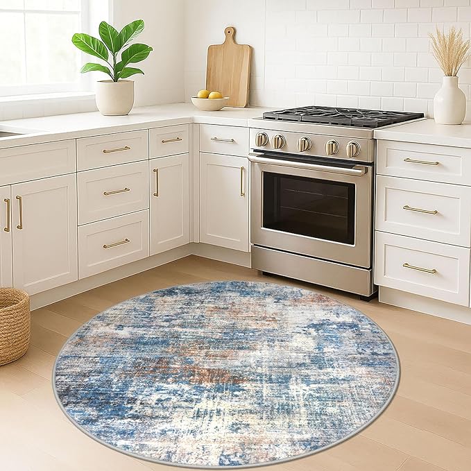 IOHOUZE Round Area Rug 5 Ft Circle Entryway Rugs Round Washable Door Mat Indoor - Image 2
