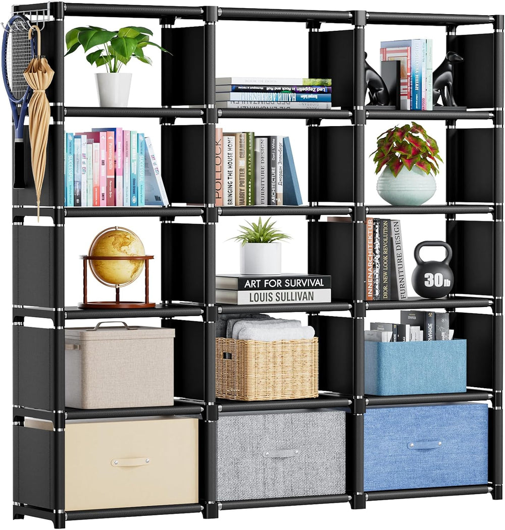 Mavivegue Bookshelf, 15 Cube Storage Organizer, Book Shelf Organizer, Tall