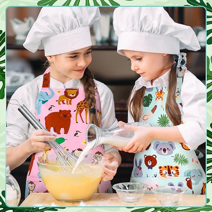 2 Pack Kids Apron, Cute Cooking Aprons, Waterproof Art Apron - Image 6