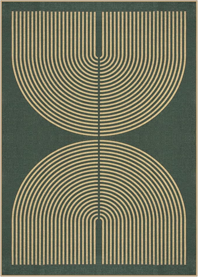 Lahome Enfys Modern Rainbow Easy Jute Indoor Outdoor Rugs, 5x7 Dark Green Rug - Image 7