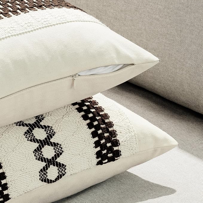 MIULEE Set of 2 Dark Brown Boho Decorative Lumbar Pillow Covers 12x20 Inch - Image 5
