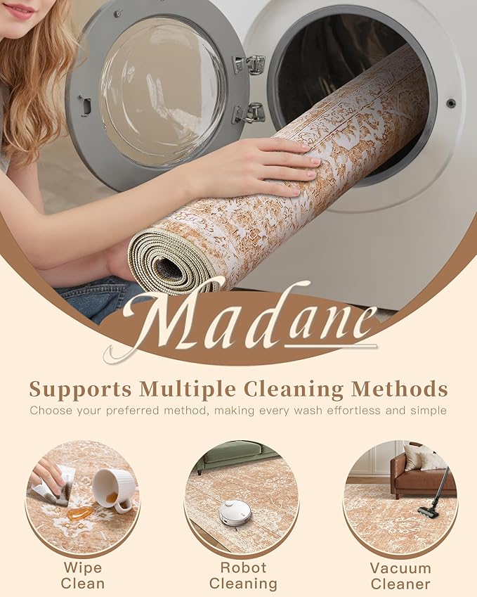 Madane 5x7 Area Rugs for Living Room, Washable Vintage Rug - Image 7