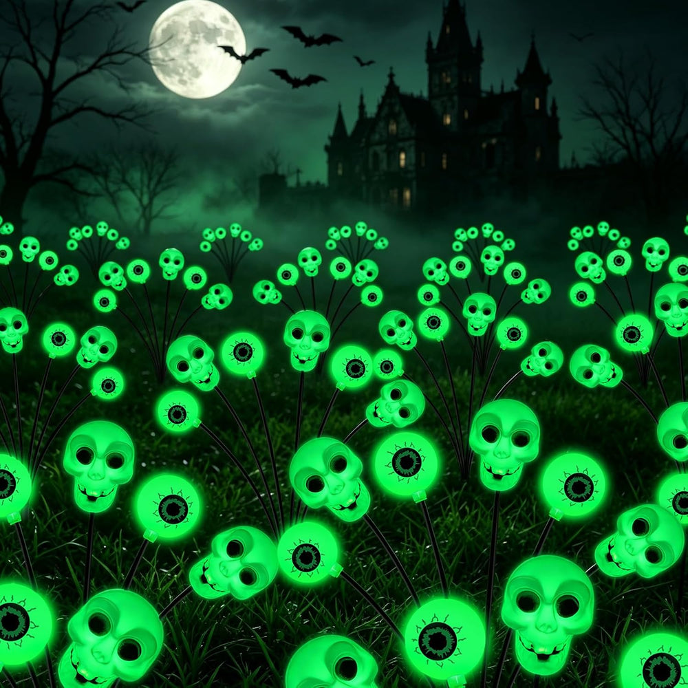 Halloween Decorations Outdoor, 4 Pack 24 LED Green Solar Scary Eyeball Lights...