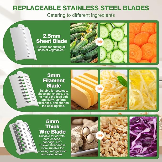 Electric Cheese Grater for Block Cheese - 3 in 1 Rotary Cheese Grater Electric - Image 2