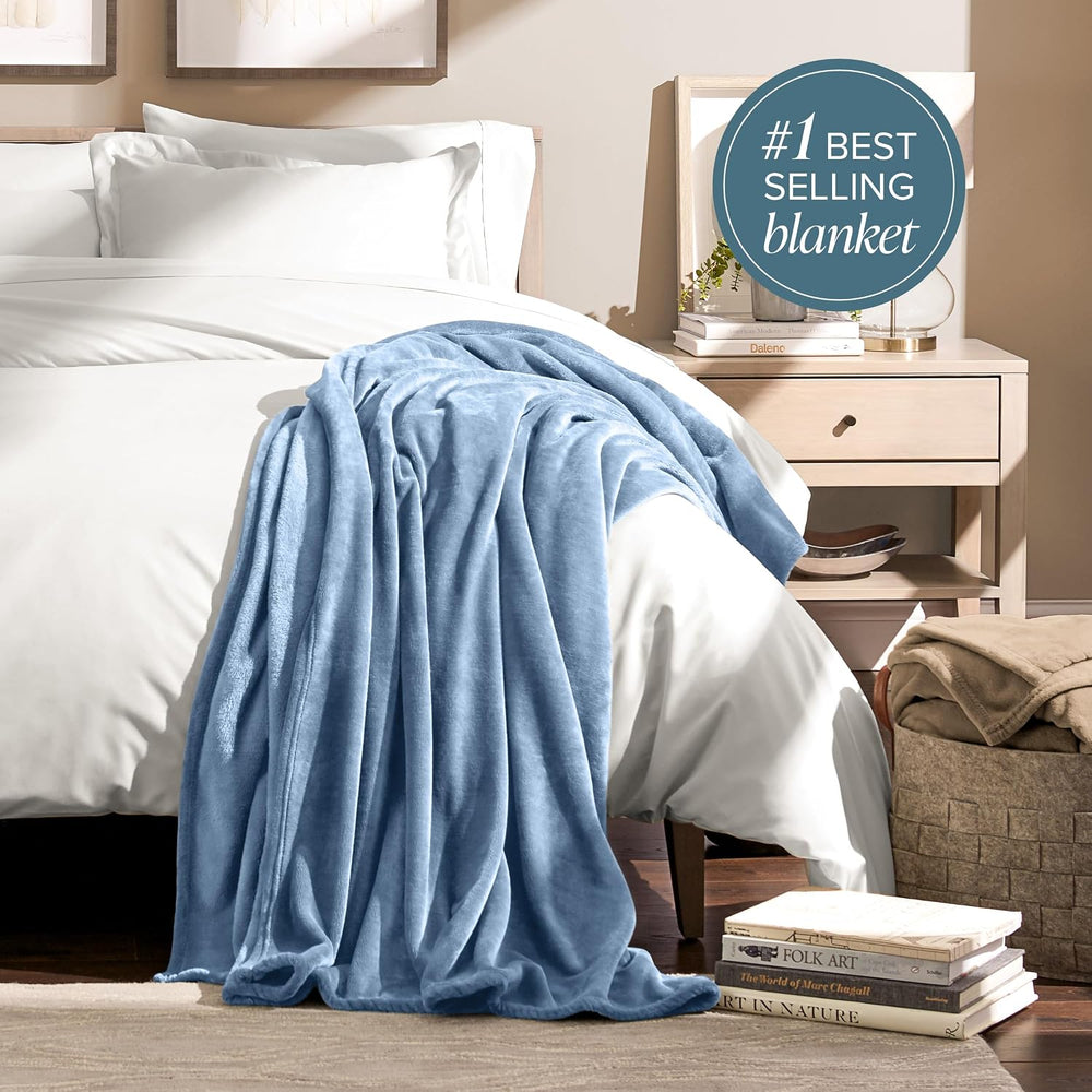 Bare Home Fleece Blanket Luxury Microplush (Full/Queen, Coronet Blue)