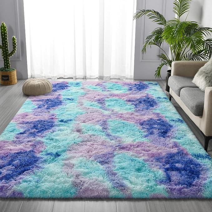 Deerhoo Large Shag Area Rugs 5 x 8, Tie-Dyed Plush Fuzzy Rugs - Image 3