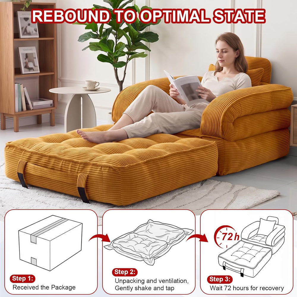 Folding Sofa Bed, Convertible Sleeper Chair with Pillow for Bedroom