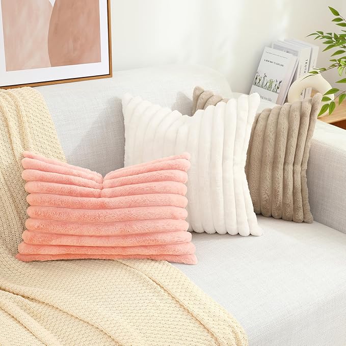 decorUhome Summer Cozy Faux Fur Throw Pillow Covers 12x20 Set of 2 Decorative - Image 9
