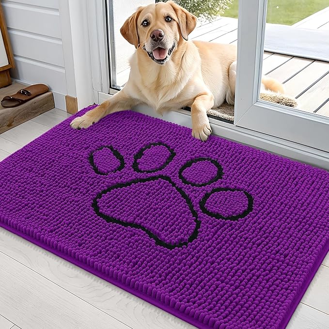 OLANLY Dog Door Mat for Muddy Paws 36x24, Paw Print Design, Absorbs Moisture by OLANLY