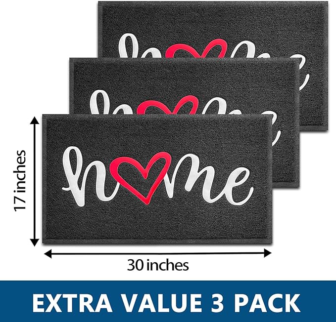 EARTHALL Door Mat 3-Pack Outside Inside Home Doormat 30"x17.5" Durable Floor - Image 2