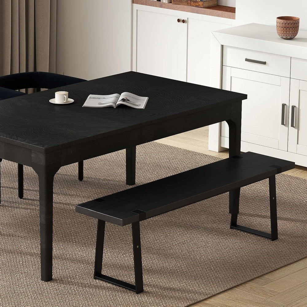Wooden Dining Bench 60” Industrial Table Benches, Seating Chair Rustic Indoor...