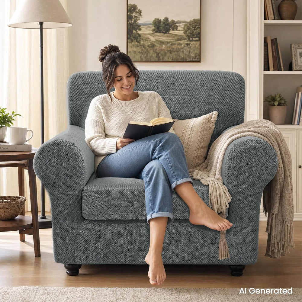 XINEAGE 2-Piece Stretch Armchair Slipcover, Sofa Cover for Dogs,Light Gray