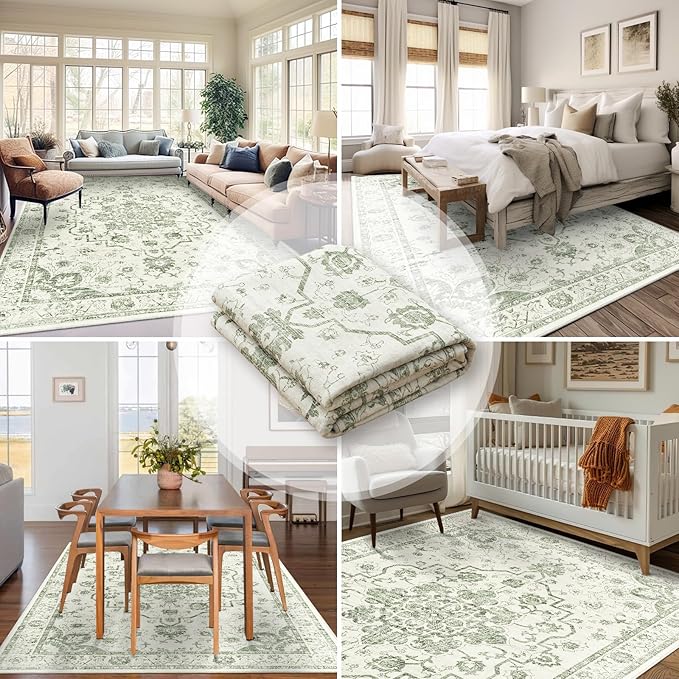 Madane 6x9 Area Rugs for Living Room, Vintage Stain Resistant Area Rug - Image 3