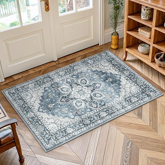 AMADA HOMEFURNISHING 2x3 Washable Area Rug, Low-Profile Entryway Rug by AMADAHOMEFURNISHING