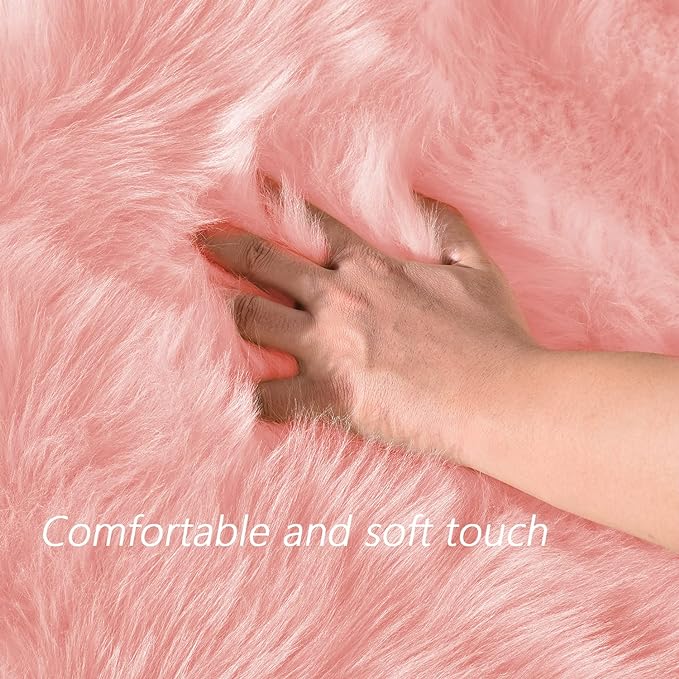 Latepis Pink Rugs for Bedroom Girls Round Rugs 8ft Large Area Fluffy Circle - Image 4