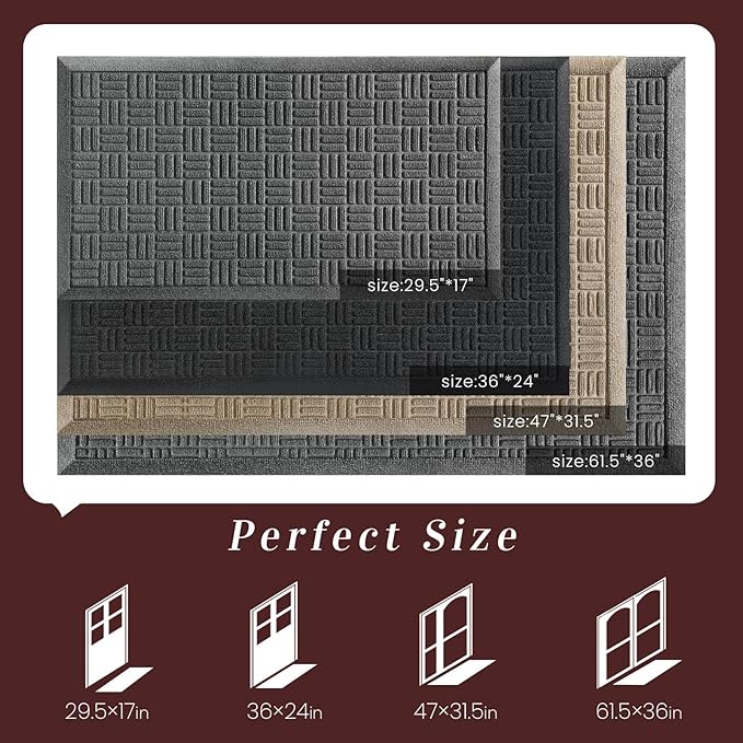 Mibao Front Door Mat Indoor Outdoor Entrance, Dirt Trapping Waterproof - Image 2