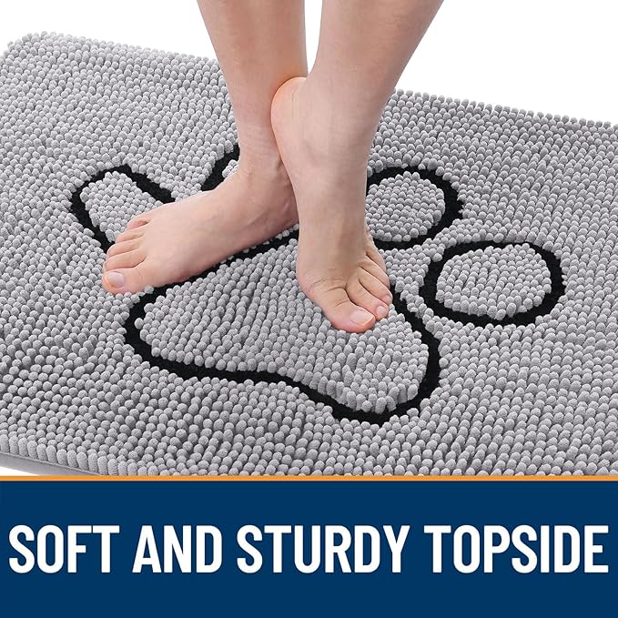 OLANLY Dog Door Mat for Muddy Paws 30x20, Paw Print Design, Absorbs Moisture - Image 4