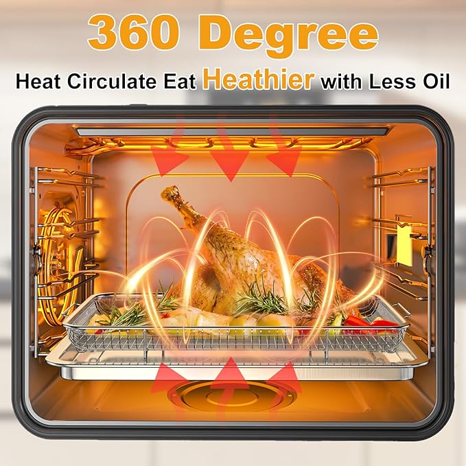 Air Fryer Basket for Oven, 2 Pack Large Air Fryer Basket and Tray Stainless - Image 3