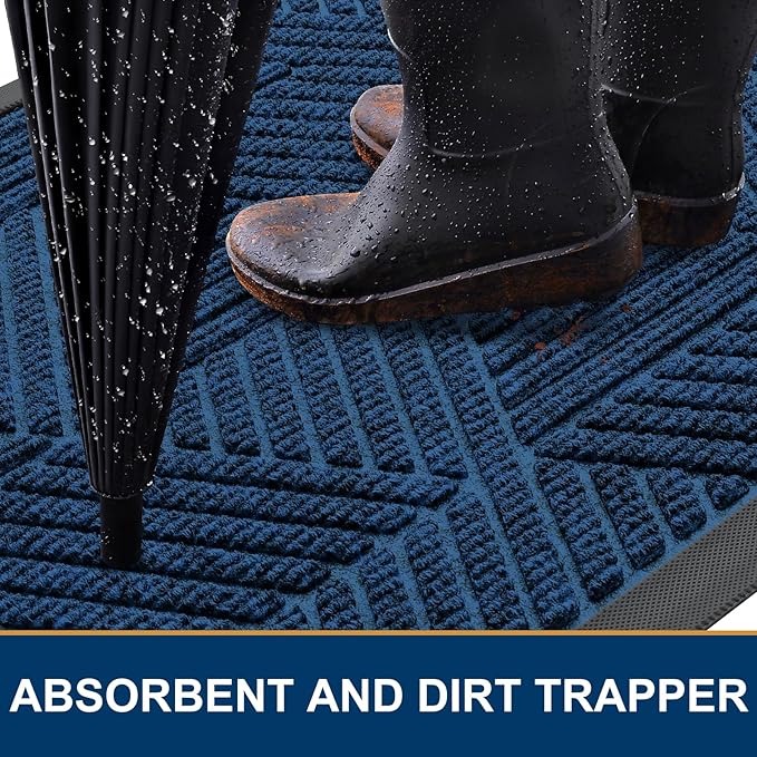 Smiry Front Door Mat Outside Entrance, Heavy Duty Sturdy Natural Rubber Doormat - Image 3