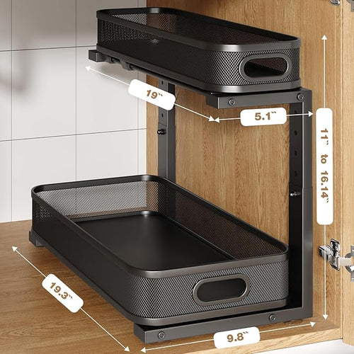 2 Pack 19.3IN-Depth Under Sink Organizer - Image 2