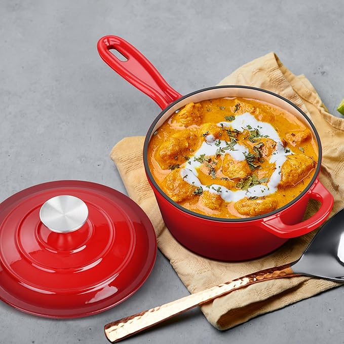 3 Quart Saucepan with Lid, Leonyo Enameled Cast Iron Sauce Pot, Large Enamel - Image 7
