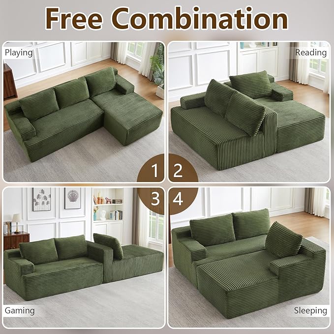 96.1" Modular Sectional Sofa Couches L-Shape Couch 3 Seat Modular Sofa C...