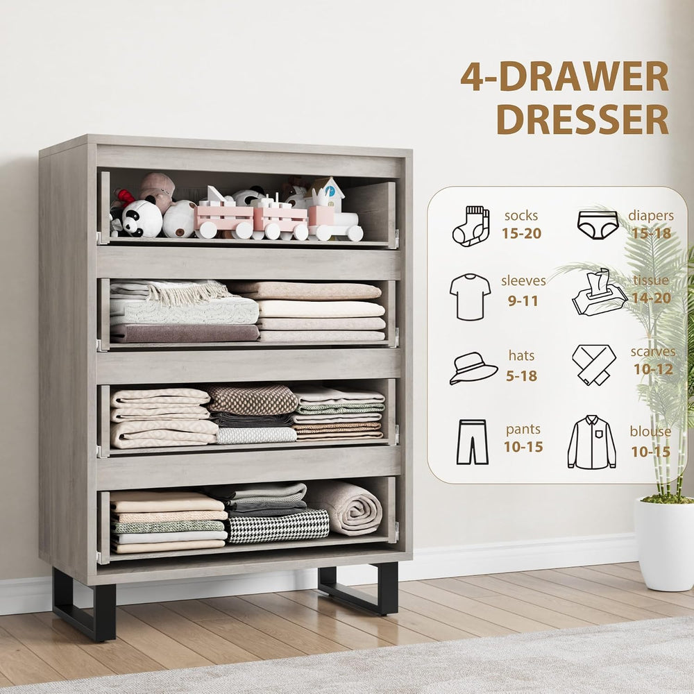 Garvee 4 Dresser for Bedroom, 41.7" Vertical Dresser Drawer with Storage
