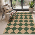 Lahome Colette Checkered Outdoor Patio Easy Jute Rug, 3x5 Dark Green Washable by Lahome